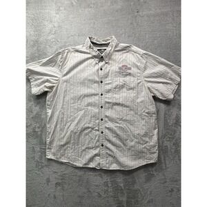 Vintage Harley‑Davidson Men's‎ 3XL Cotton Pinstripe Mechanic Shirt – Logo Back